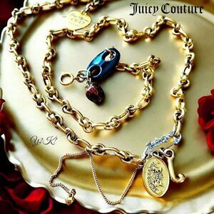 ROYAL COUTURE Vintage G&P III Gold and Crystal Charm Necklace Y2K